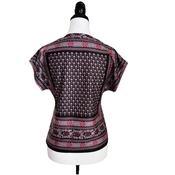 Vintage 70's 80's LF Petite by Leslie Fay Boho Blouse Size*SP Black Red Hippie - Picture 4 of 7